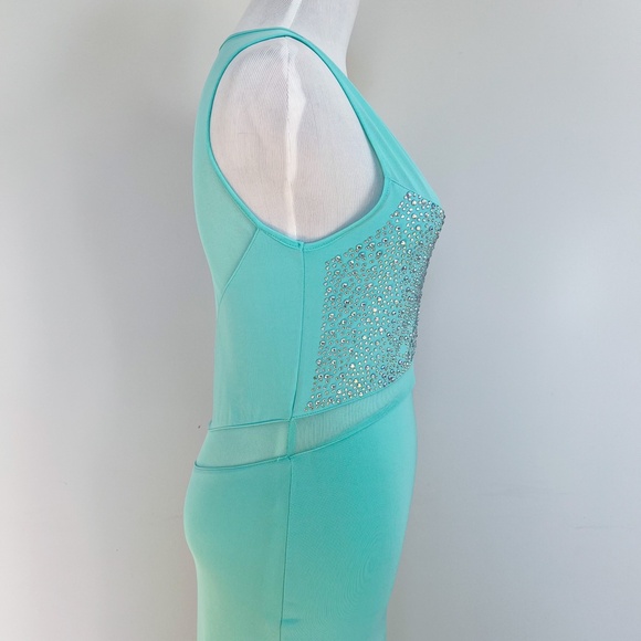 NWOT MISS MOI Sexy Evening Prom Wedding Party Gown Mint Dress Crystals Mesh S - Picture 15 of 15